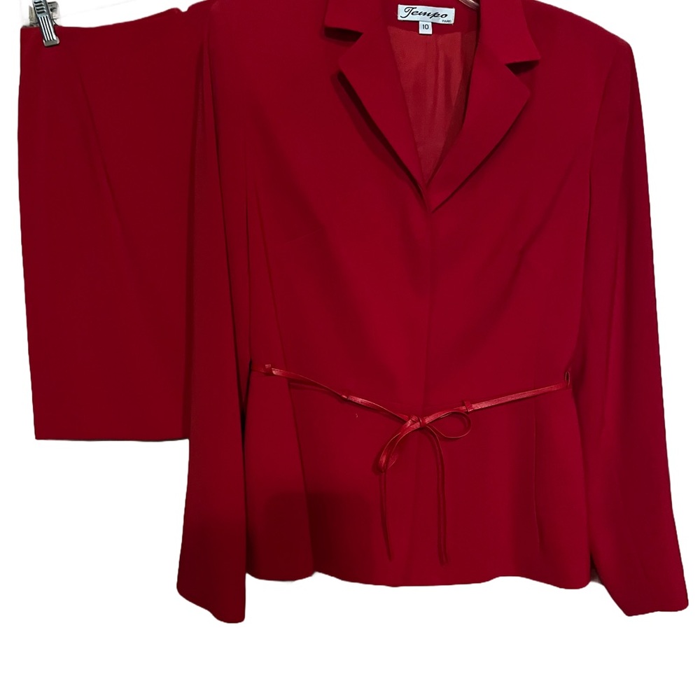 Red Blazer and Skirt Set